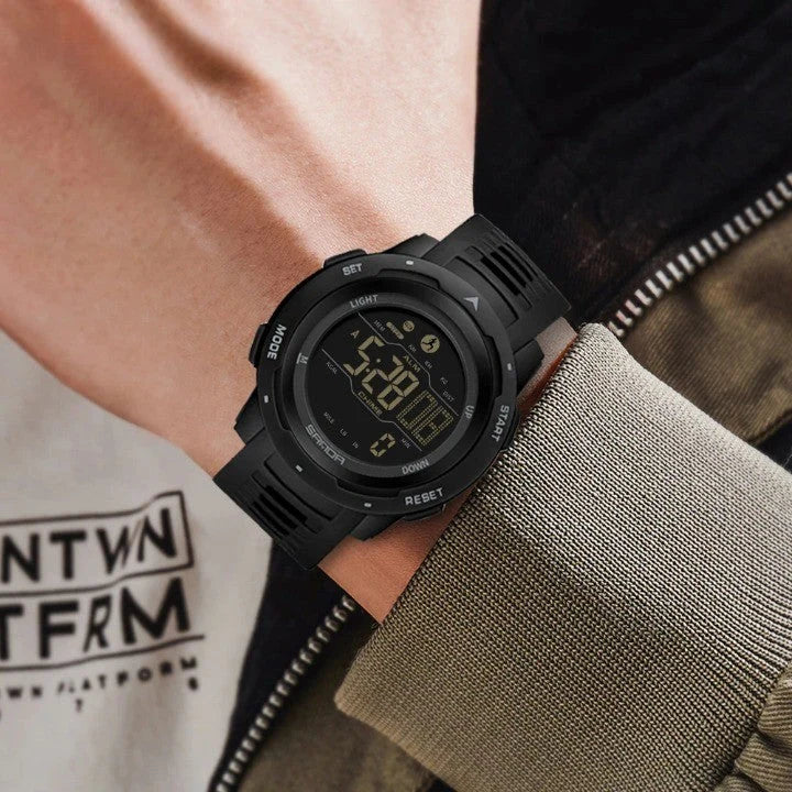 Digital Watch | Waterproof Pedometer & Rubber Strap | 45mm Dial