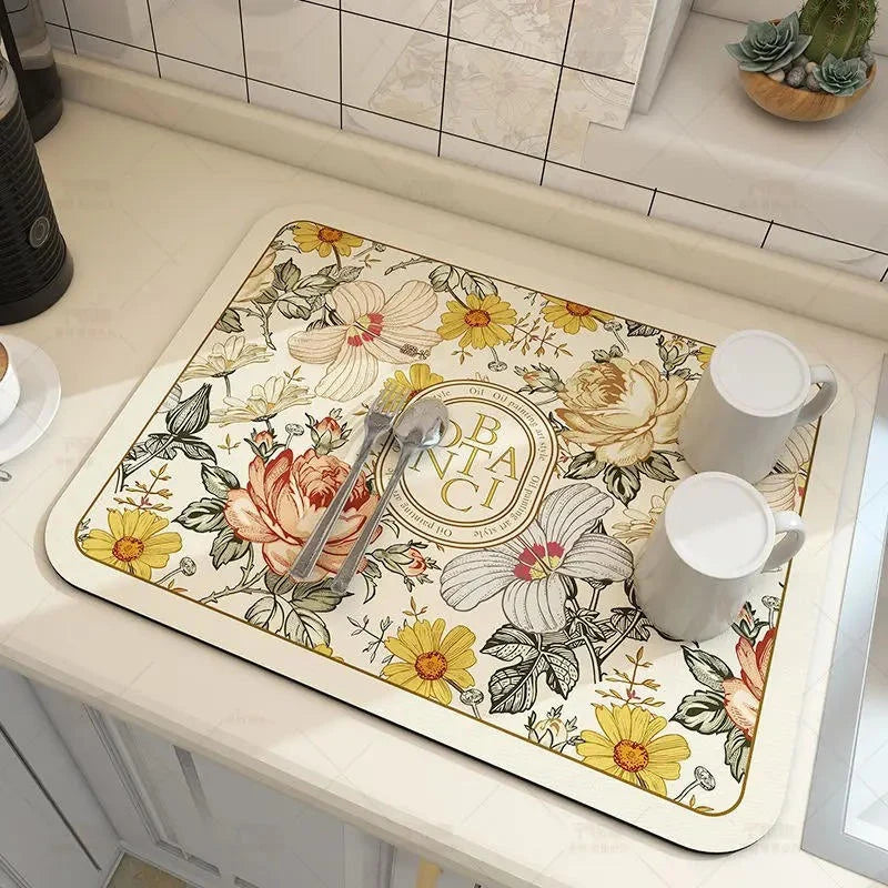Dish Drying Mat | Super Absorbent & Quick-Drying | Non-Slip Rubber Backing