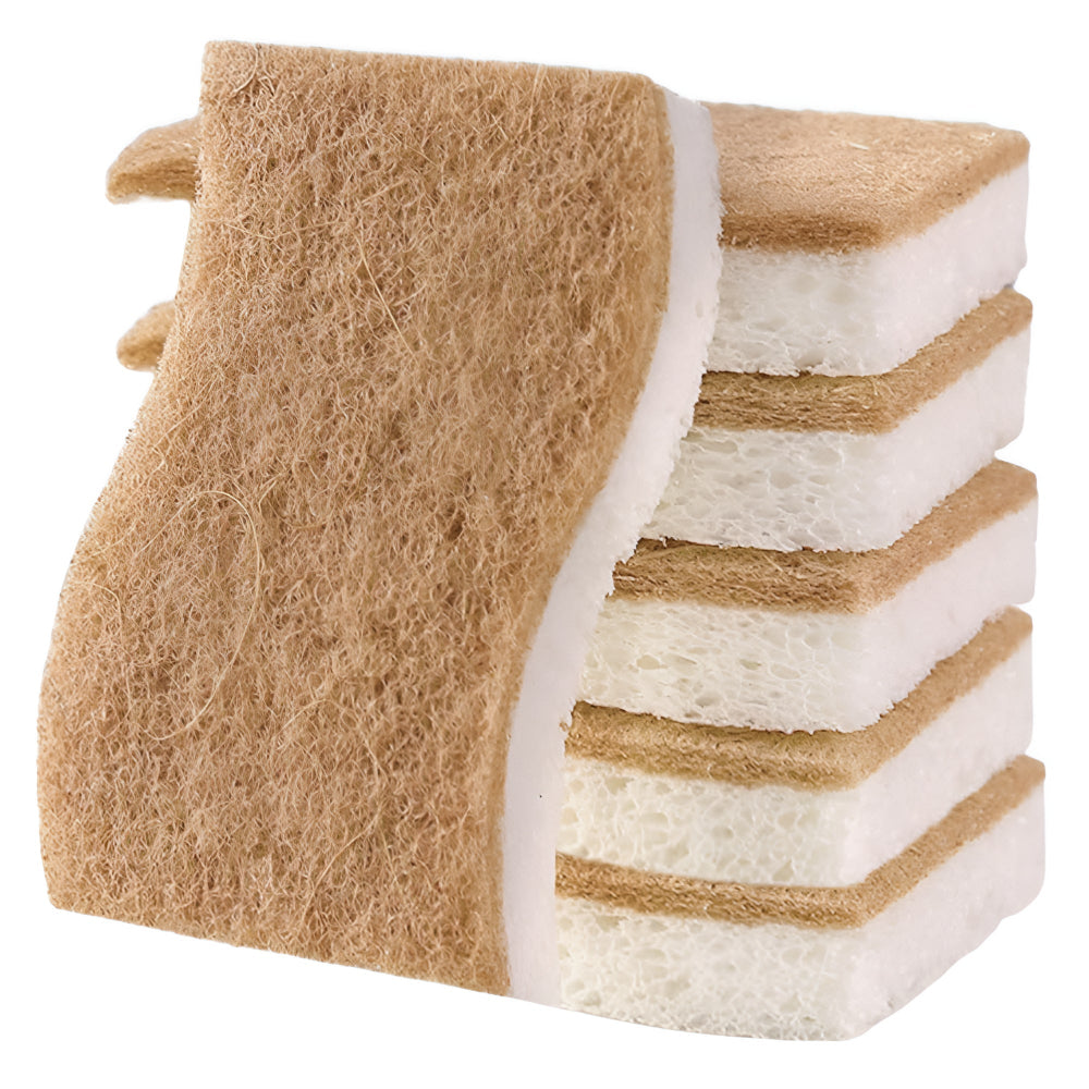 Dish Sponge | Coconut Fiber & Wood Pulp | Ergonomic S-Shape