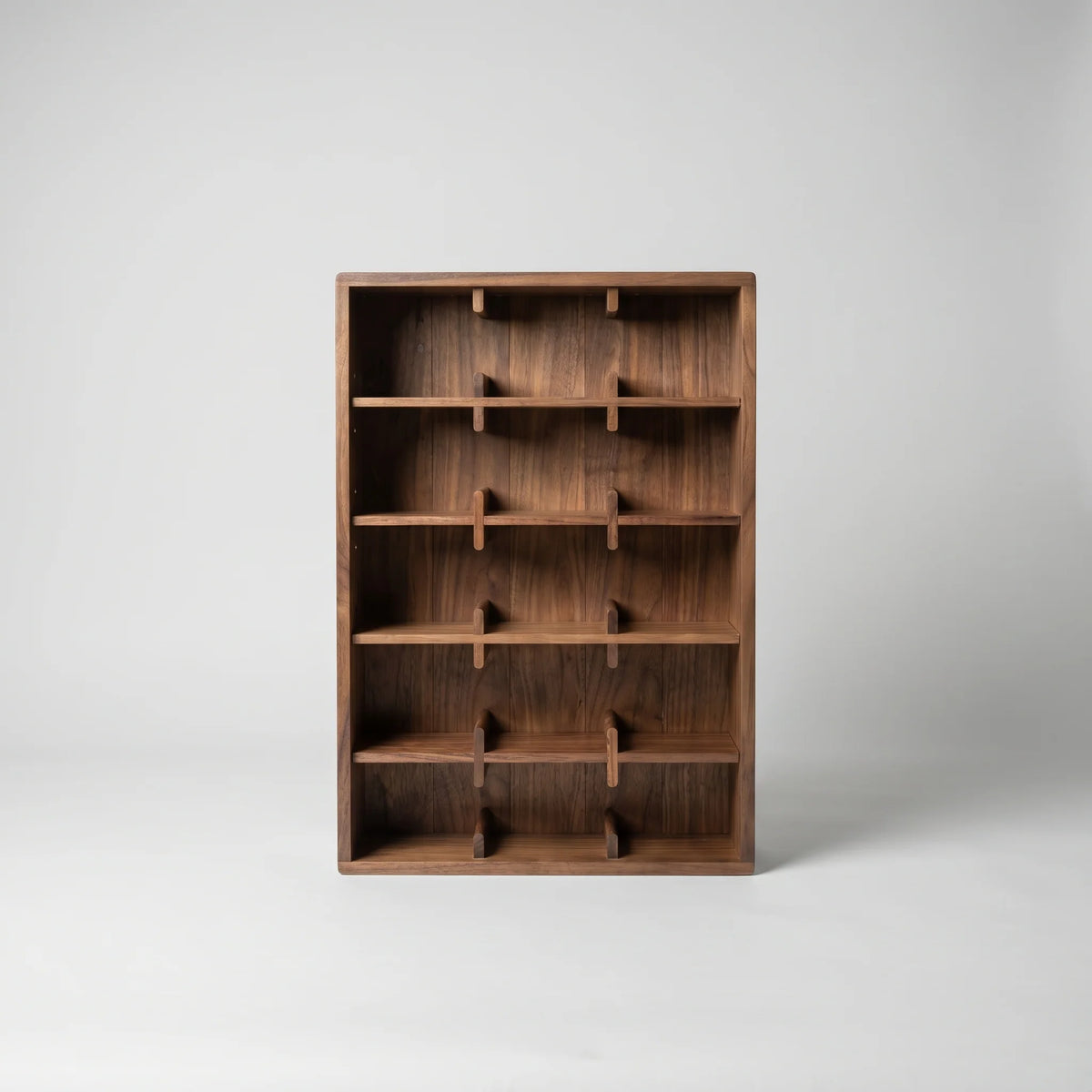 Display Shelf | Solid Black Walnut & Wall-Mounted | 15 Adjustable Compartments