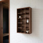 Display Shelf | Solid Black Walnut & Wall-Mounted | 15 Adjustable Compartments