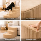 Dog Bed Stairs | Orthopedic Foam & Non-Slip Corduroy | 2–4 Steps