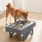 Dog Bowl Stand | Height-Adjustable & Spill-Resistant | Dual Stainless Steel Bowls