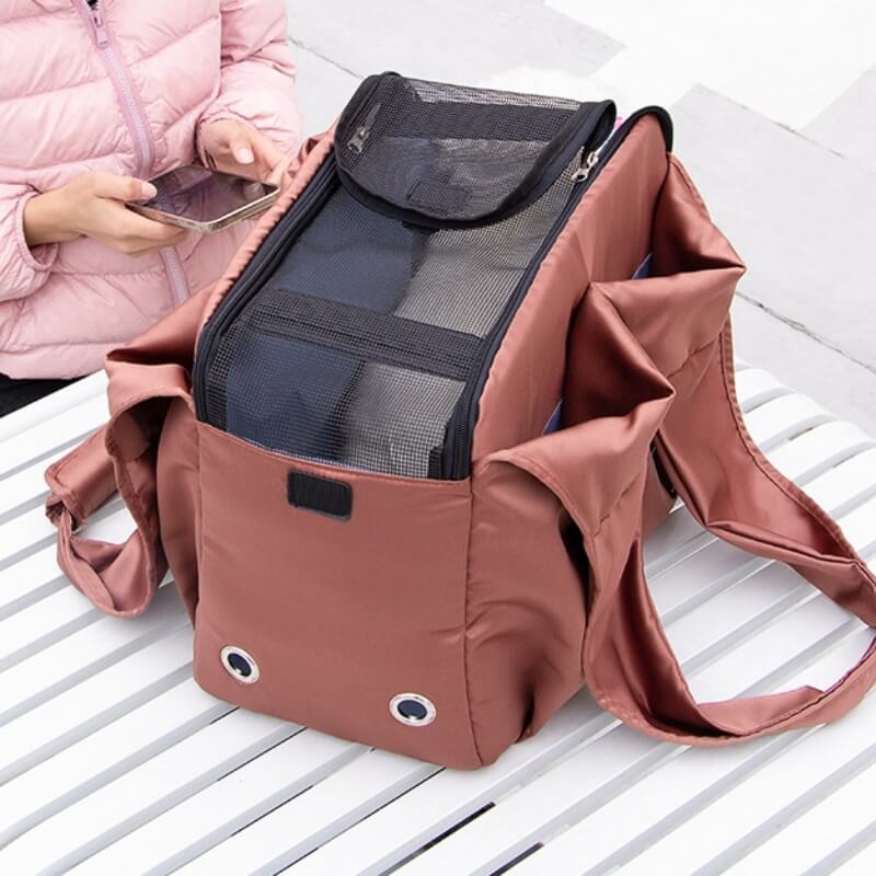 Dog Carrier Bag | Breathable Peach Skin Velvet & Mesh | 39 x 20 x 60 cm