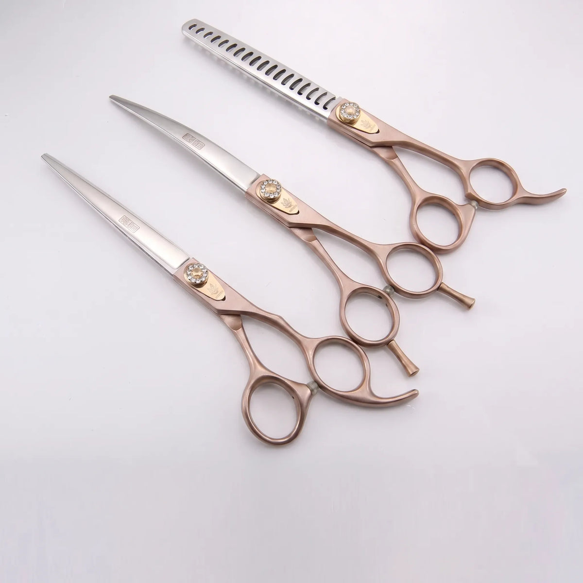 Dog Grooming Scissor Set | Straight, Curved & Thinning | Padded Zipper Pouch