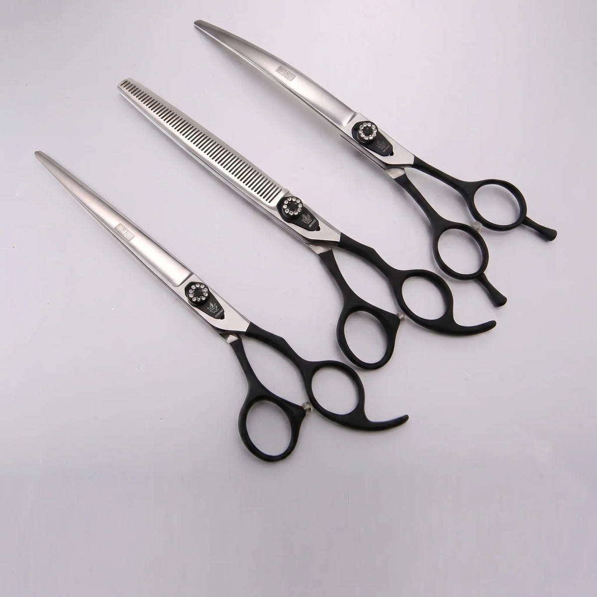 Dog Grooming Scissor Set | Straight, Curved & Thinning | Padded Zipper Pouch