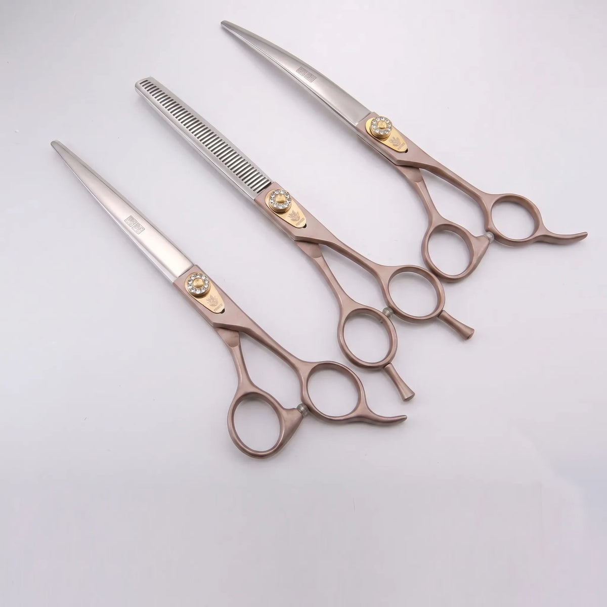 Dog Grooming Scissor Set | Straight, Curved & Thinning | Padded Zipper Pouch
