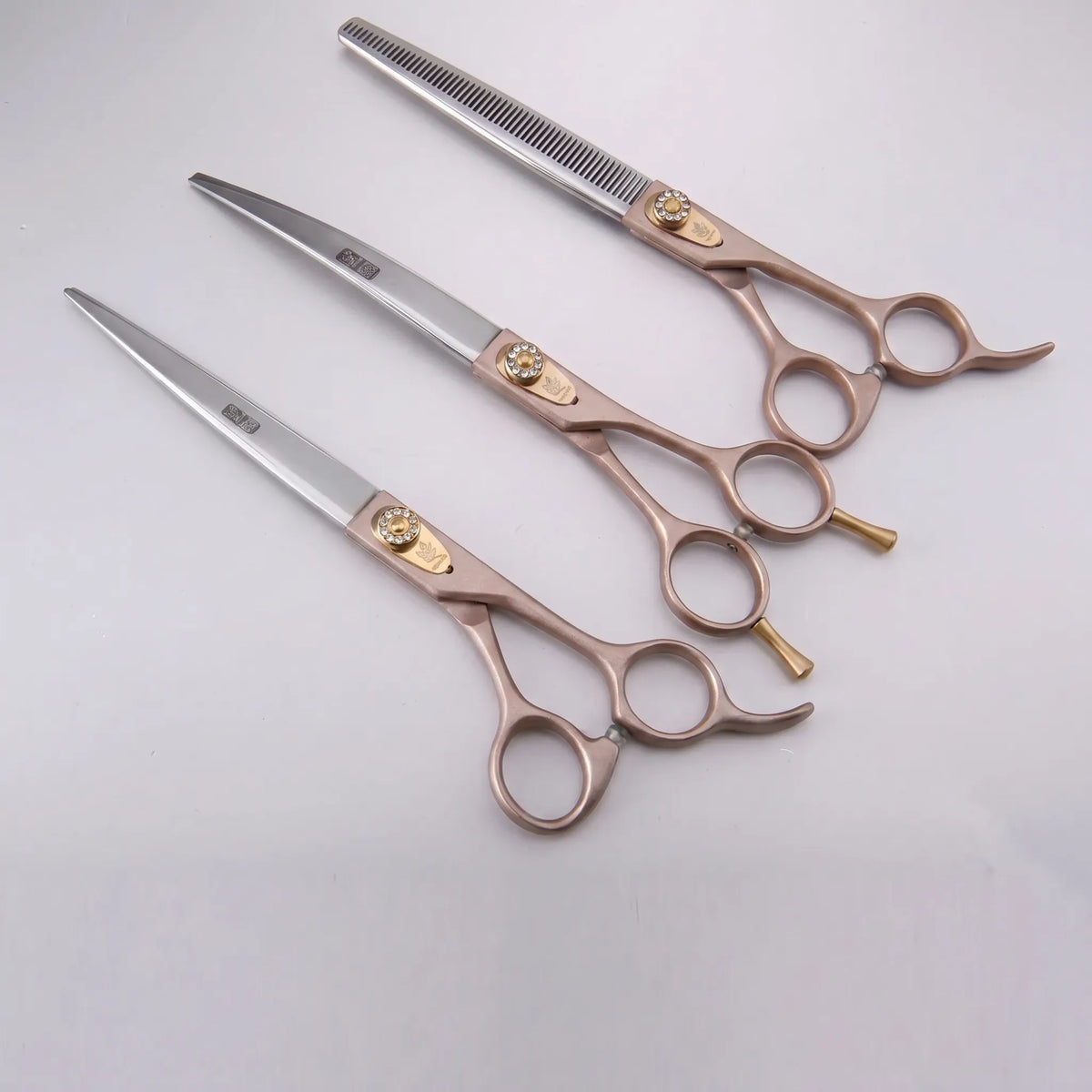 Dog Grooming Scissor Set | Straight, Curved & Thinning | Padded Zipper Pouch