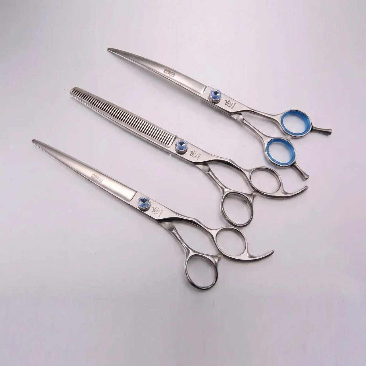 Dog Grooming Scissor Set | Straight, Curved & Thinning | Padded Zipper Pouch