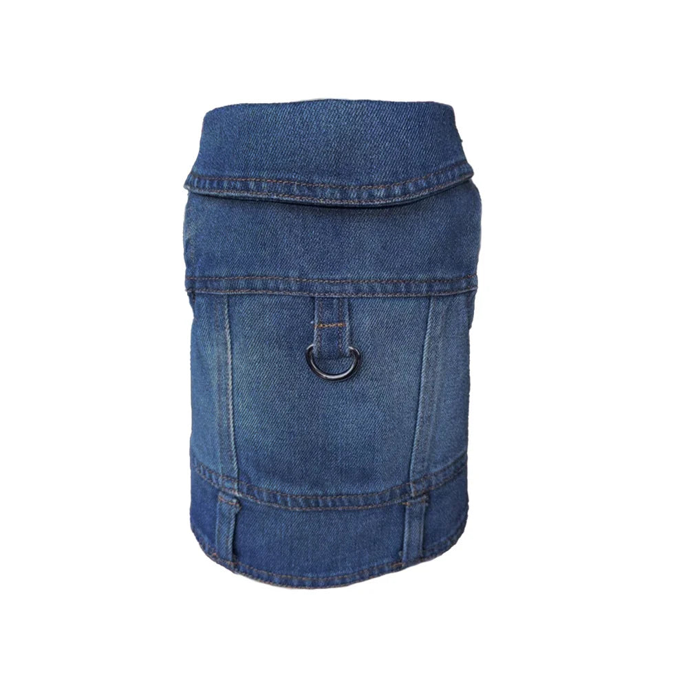 Dog Jacket | Durable Denim & D-Ring Leash Attachment