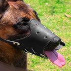 Dog Muzzle | Breathable Mesh & Leather, Adjustable Buckle & Anti-Slip Ring | Sizes S–XL