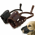 Dog Muzzle | Breathable Mesh & Leather, Adjustable Buckle & Anti-Slip Ring | Sizes S–XL