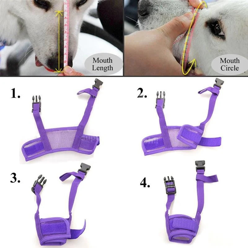 Dog Muzzle | Breathable Nylon Mesh & Adjustable Strap | Sizes S-XXL