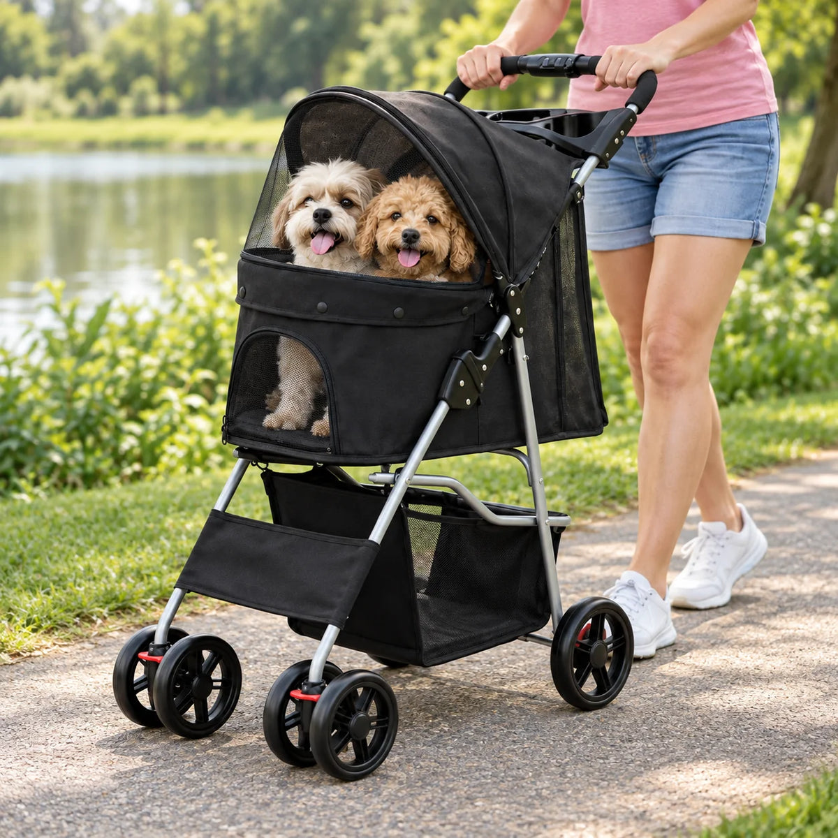 Dog Stroller | Foldable & Lightweight With Safety Belt