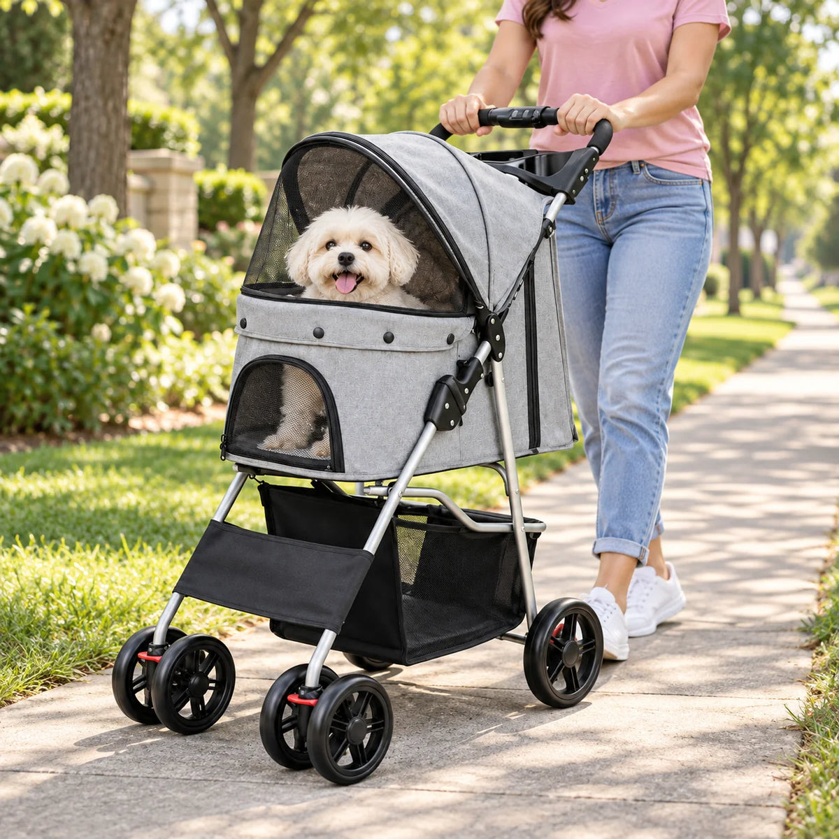 Dog Stroller | Foldable & Lightweight With Safety Belt