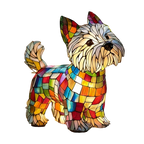 Dog Table Lamp | Stained Glass Mosaic & Warm LED