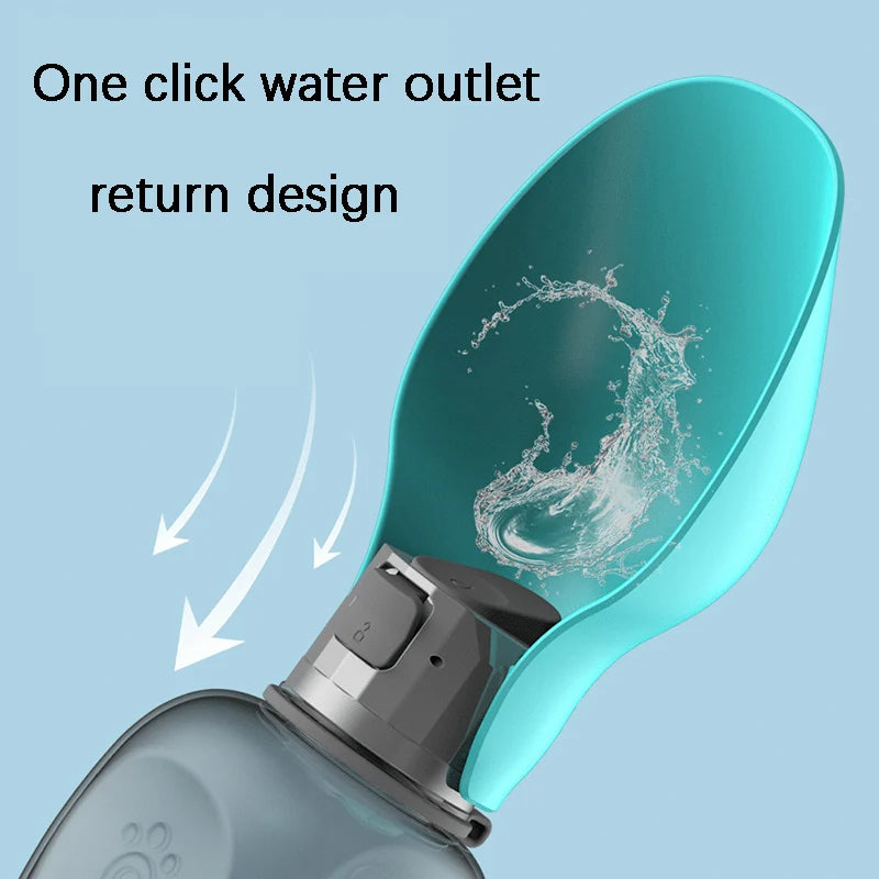 Dog Travel Water Bottle | Built-In Foldable Bowl Leak-Proof & One-Handed