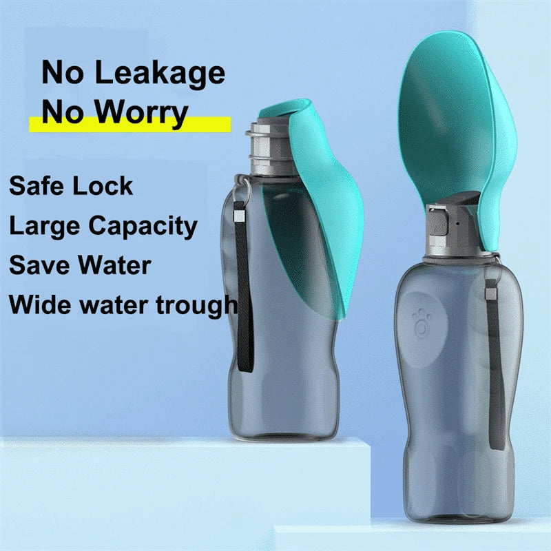 Dog Travel Water Bottle | Built-In Foldable Bowl Leak-Proof & One-Handed