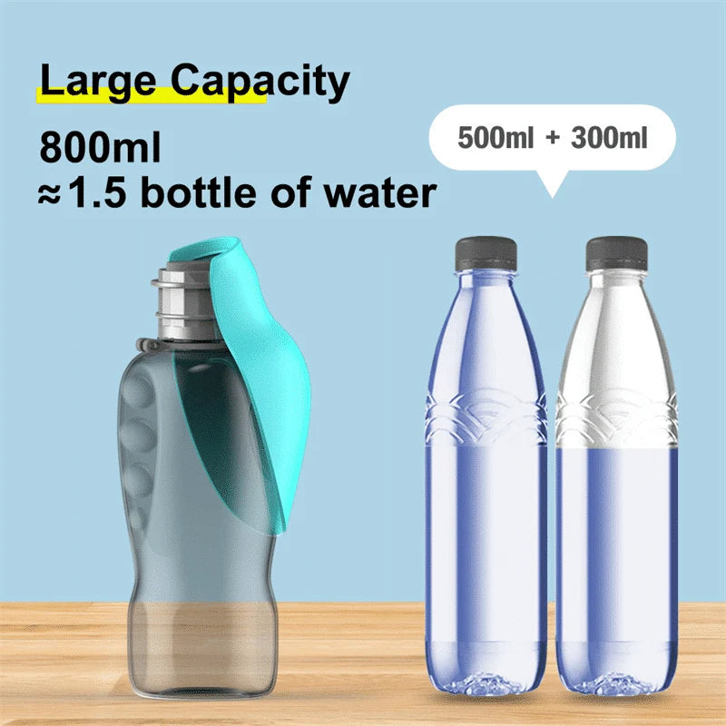 Dog Travel Water Bottle | Built-In Foldable Bowl Leak-Proof & One-Handed