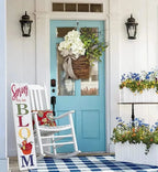 Door Basket | Woven Rattan & Cream Hydrangeas | 38 x 20 cm