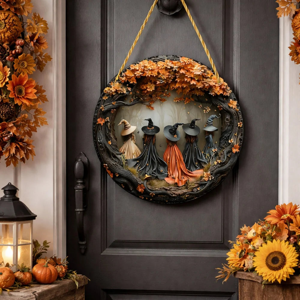 Door Hanging Sign | Layered Witch Design & Solid Wood | 12 in