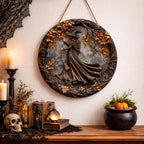 Door Hanging Sign | Layered Witch Design & Solid Wood | 12 in