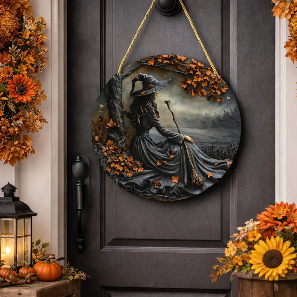 Door Hanging Sign | Layered Witch Design & Solid Wood | 12 in
