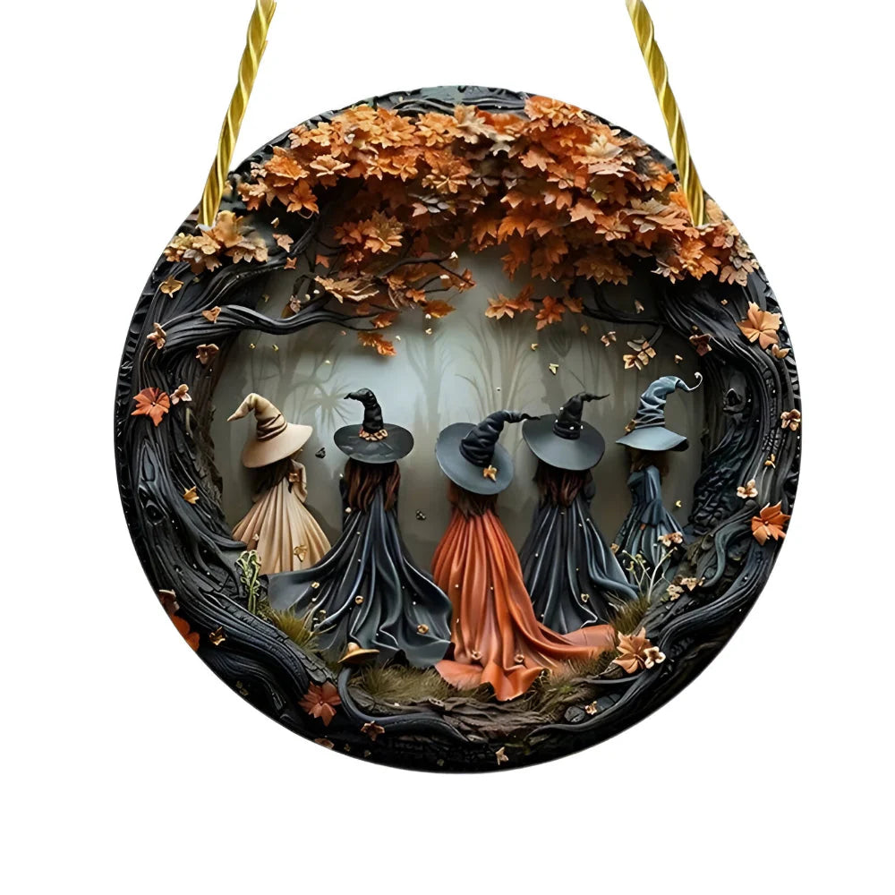 Door Hanging Sign | Layered Witch Design & Solid Wood | 12 in