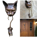 Door Knocker | Oxidized Brown Resin Cat & Mouse Design