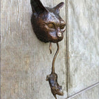 Door Knocker | Oxidized Brown Resin Cat & Mouse Design
