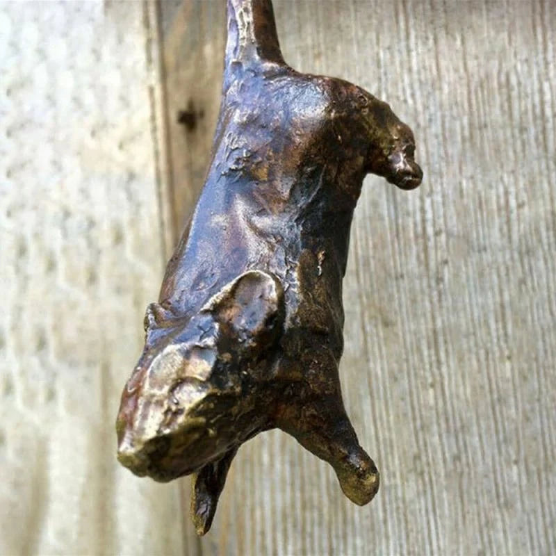 Door Knocker | Oxidized Brown Resin Cat & Mouse Design