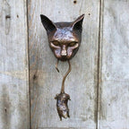 Door Knocker | Oxidized Brown Resin Cat & Mouse Design