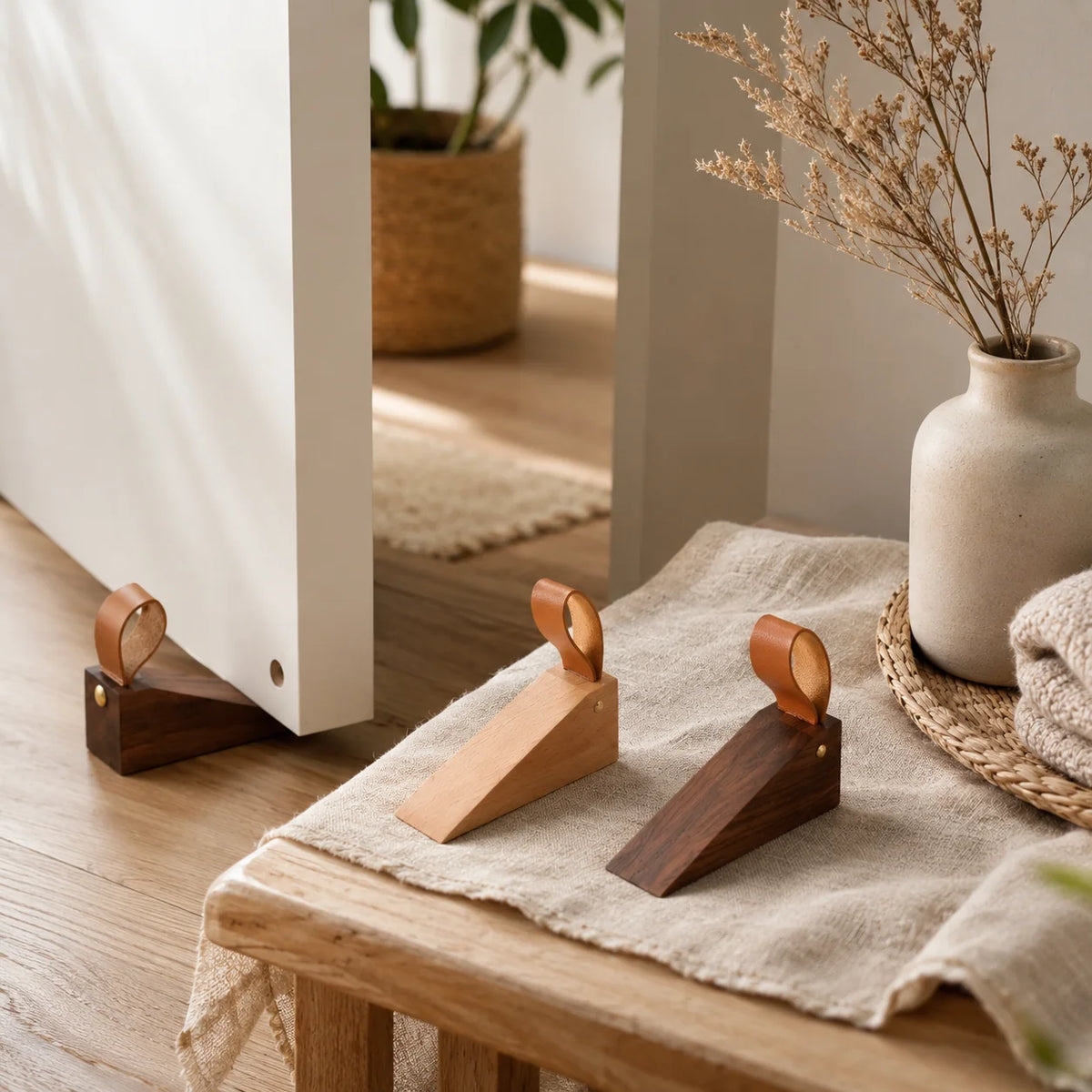 Door Stop | Heavy-Duty Natural Wood & Non-Slip Base