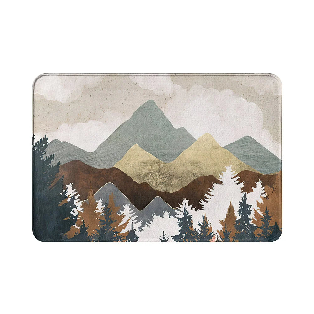 Doormat | Mountain Landscape Design | Non-Slip & Dirt-Trapping | Indoor & Outdoor