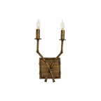 Double-Arm Wall Sconce | Bamboo & Bronze Finish | Fabric Shade