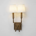 Double-Arm Wall Sconce | Bamboo & Bronze Finish | Fabric Shade