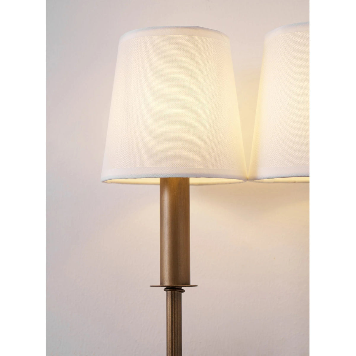 Double-Arm Wall Sconce | Bamboo & Bronze Finish | Fabric Shade