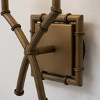 Double-Arm Wall Sconce | Bamboo & Bronze Finish | Fabric Shade