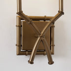 Double-Arm Wall Sconce | Bamboo & Bronze Finish | Fabric Shade
