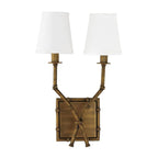 Double-Arm Wall Sconce | Bamboo & Bronze Finish | Fabric Shade