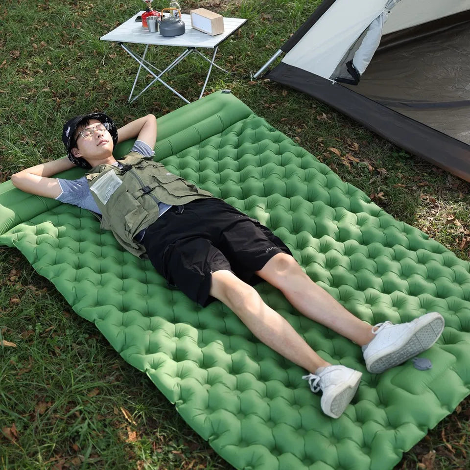 Double Sleeping Pad | Self-Inflating & Integrated Ergonomic Pillow | 200 x 120 cm