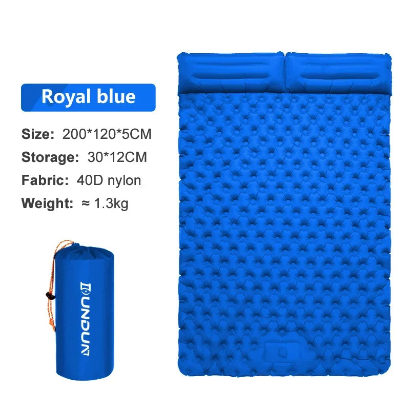 Double Sleeping Pad | Self-Inflating & Integrated Ergonomic Pillow | 200 x 120 cm