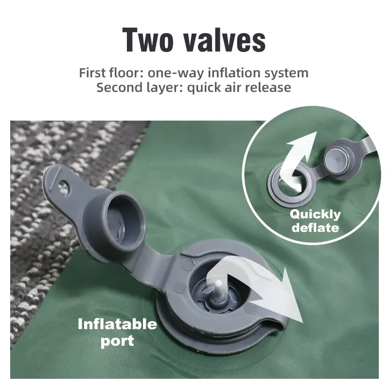 Double Sleeping Pad | Self-Inflating & Integrated Ergonomic Pillow | 200 x 120 cm