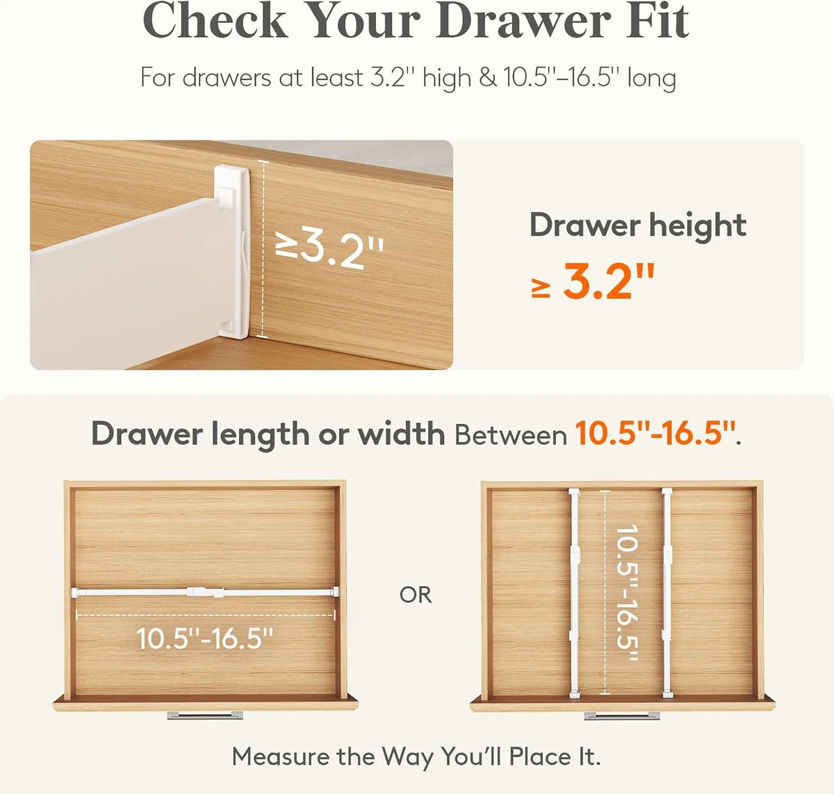 Drawer Dividers | Adjustable & Tool-Free | Non-Slip Silicone Ends | Set of 4