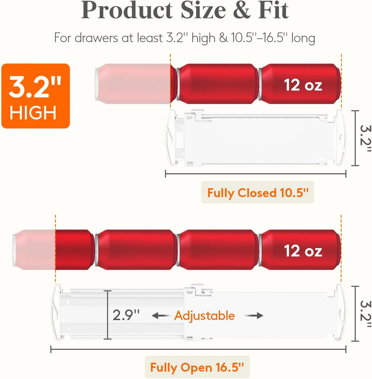 Drawer Dividers | Adjustable & Tool-Free | Non-Slip Silicone Ends | Set of 4