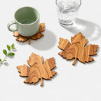 Drink Coasters | Solid Wood & Leaf-Shaped | Set of 3