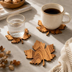 Drink Coasters | Solid Wood & Leaf-Shaped | Set of 3
