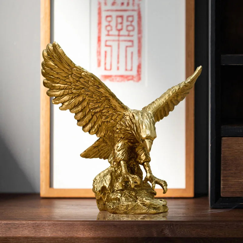 Eagle Figurine | Radiant Gold Resin | For Home & Office