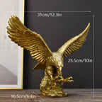 Eagle Figurine | Radiant Gold Resin | For Home & Office