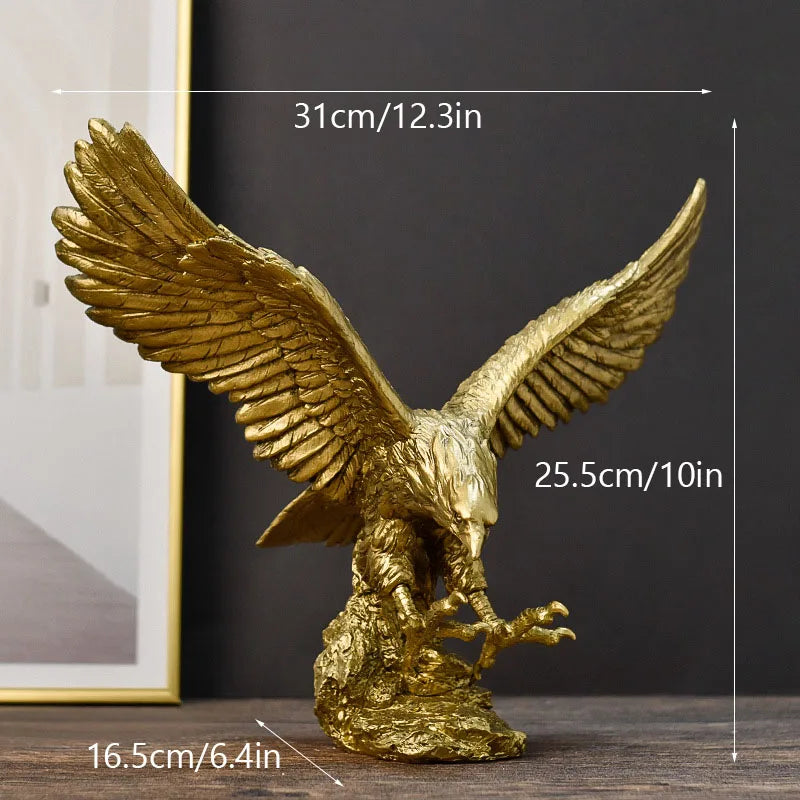 Eagle Figurine | Radiant Gold Resin | For Home & Office